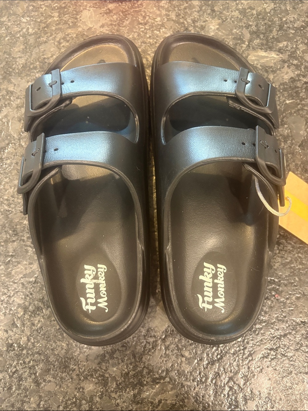 Women’s Black Slip-On Sandals with Adjustable Buckles
